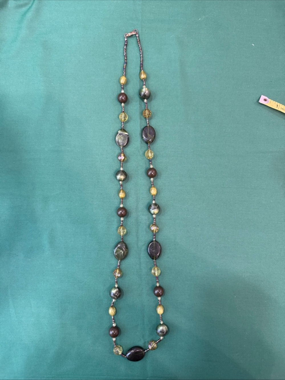 Multicolored Beaded Women's Necklace in Various shades of Green
